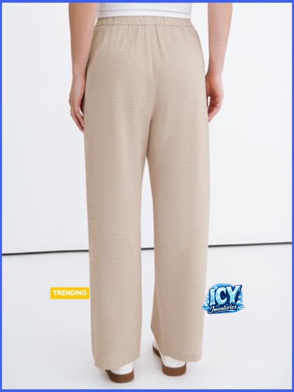 Casual Lounge Pants with Pockets High Waisted Elastic Waist Straight Leg - Picture 4 of 7